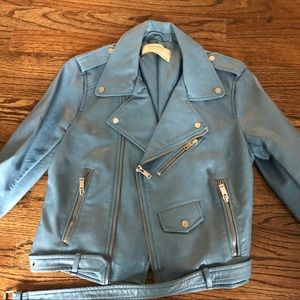 Zara leather blue jacket